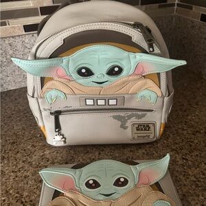 Loungefly Star Wars Grogu Kids Backpack in Gray and Green